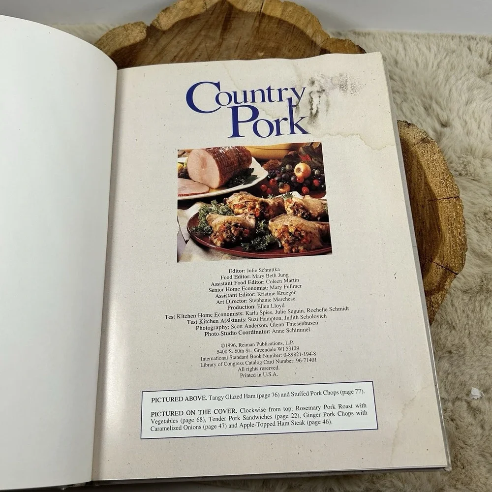 Vintage 1996 Country Pork‎ Recipes Cookbook Cook Book Hardcover